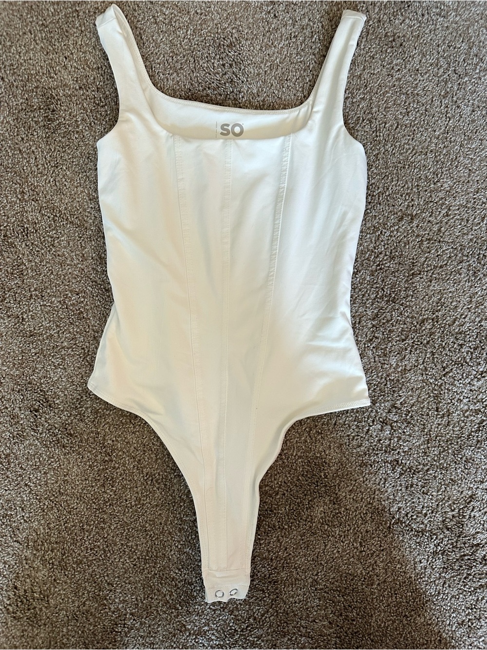 SO Cream Square-Neck Tank Bodysuit